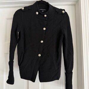 Black Military Style Cardigan with Silver Buttons Banana Republic